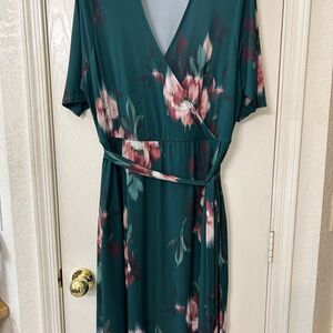Torrid Green Wrap Midi Dress with Sash
